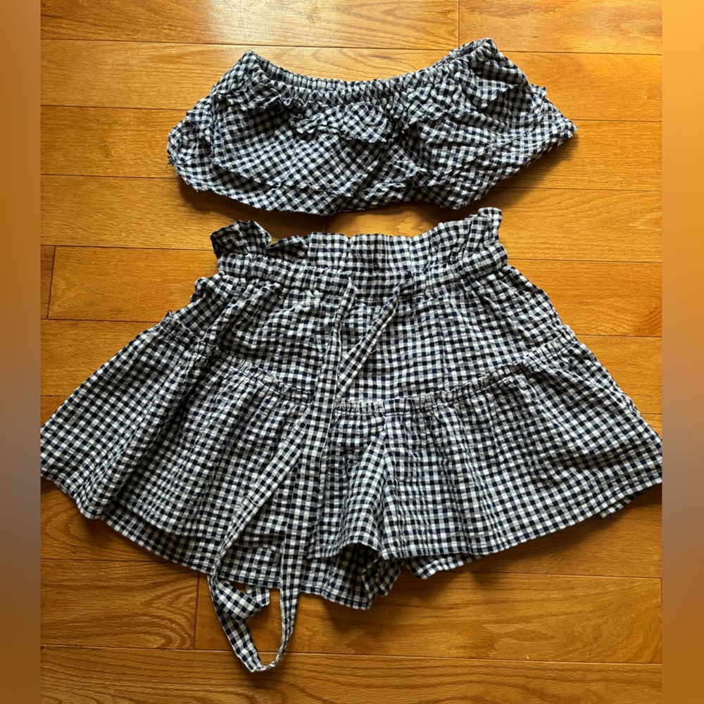 Black and White Gingham Top and Bottom Set